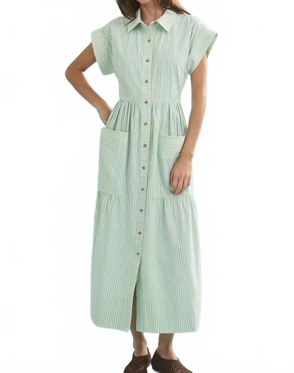 NEW HUNTER BELL sarah midi shirt dress in saltwater